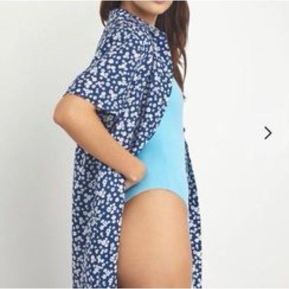 Onia 100% Linen Floral Button Down Shirt Dress Sz M - Picture 3 of 10